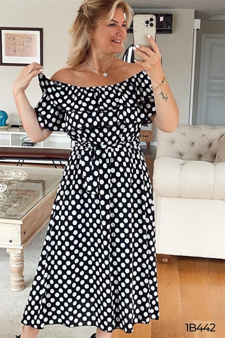 Madonna Yaka Belden Bağlamalı Elbise
