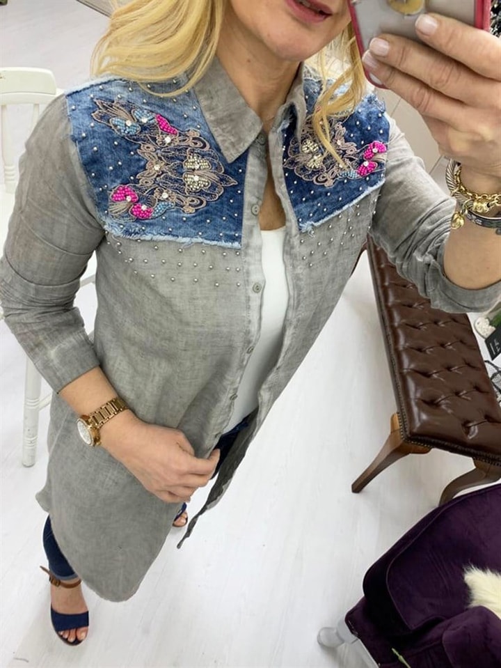 Melanie
- Taş Detaylı Yakalı Gömlek