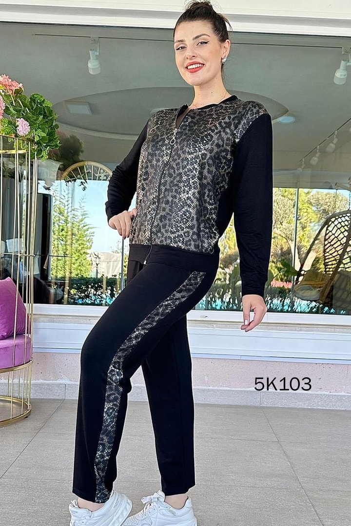 Modal Kumaş Yılan Desen Garnili 2 li Takım