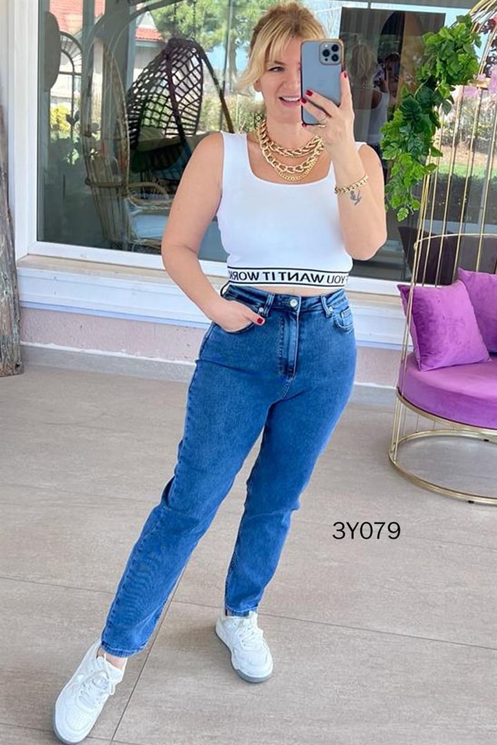 Mom Jean Liklralı Kot Pantolon