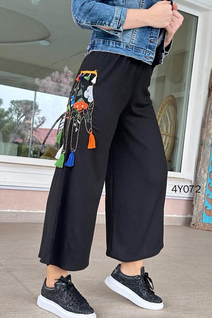 Nakışlı Bürümcük Pantolon