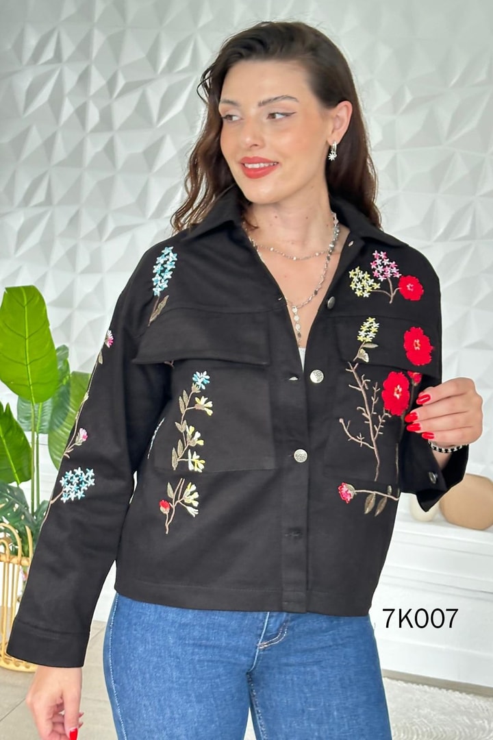 Nakışlı Gabardin Ceket