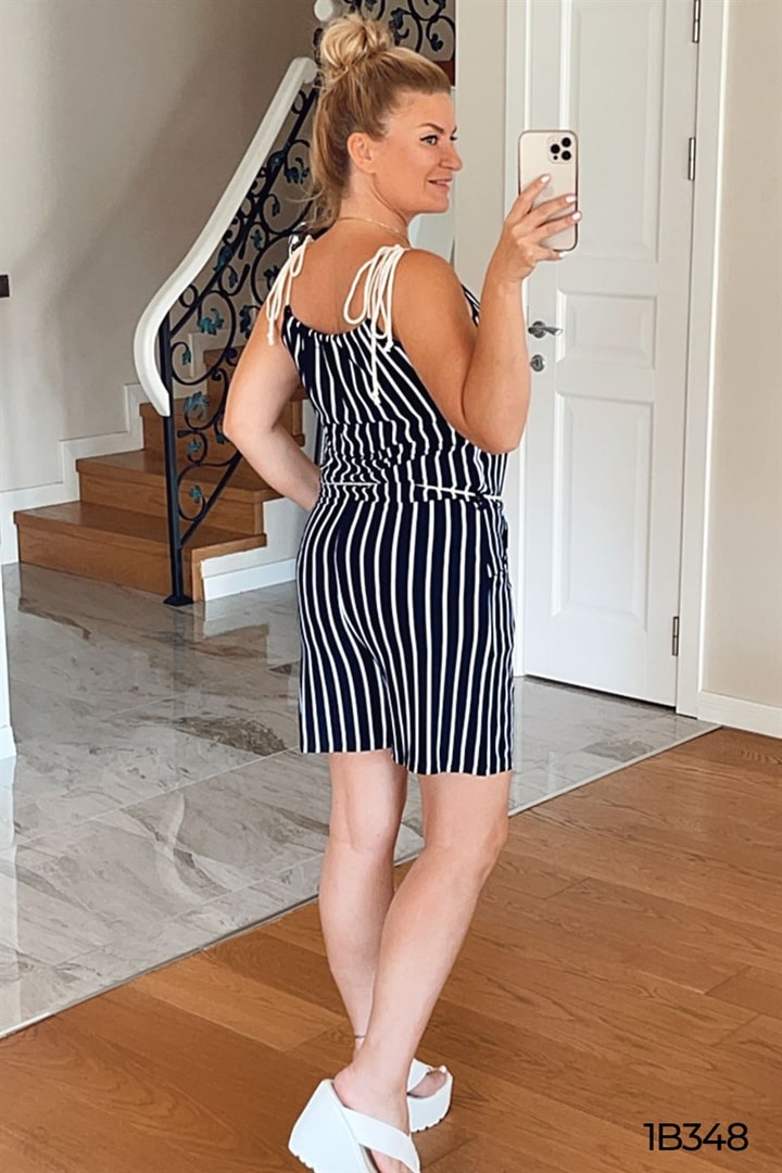 Omuzu Halat Askılı Şort Tulum