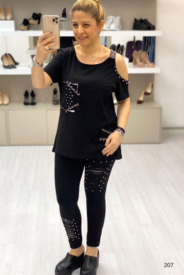 Omuzu Taşlı Eşofman Takımı