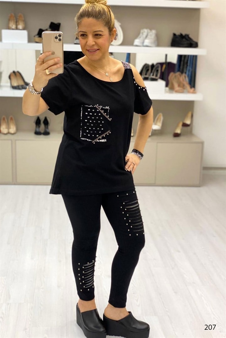 Omuzu Taşlı Eşofman Takımı