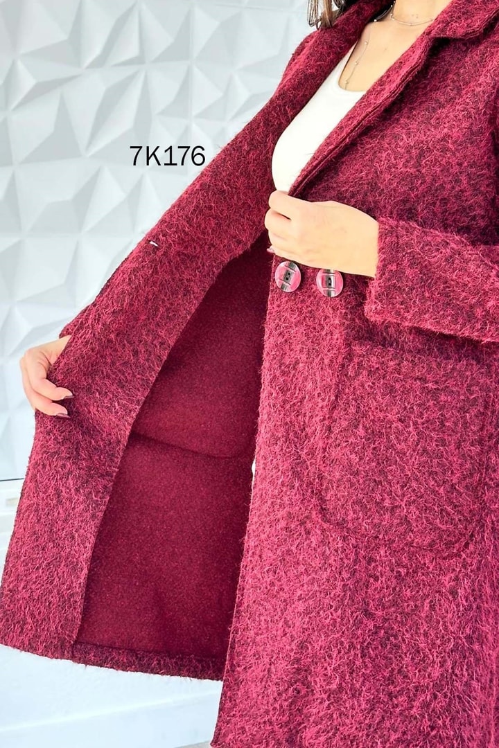 Önden Cepli Kırçıllı Yün Kaban