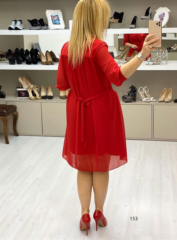 Önden Düğmeli Ofis Elbise