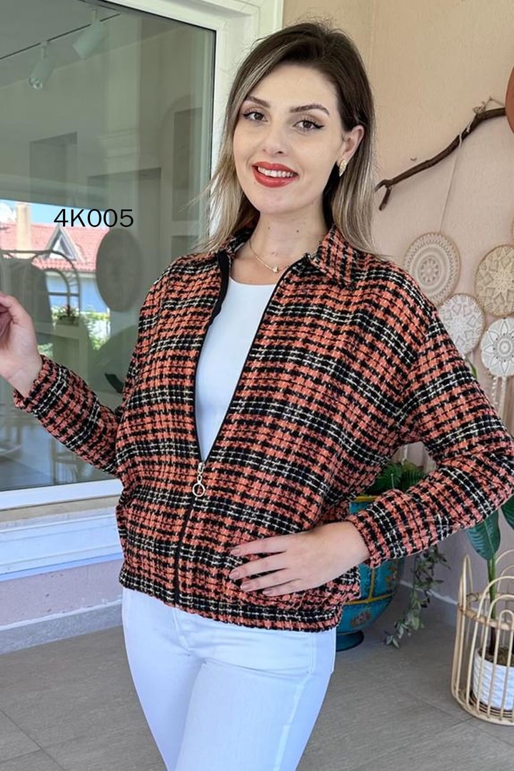Önden Fermuarlı Beli Lastikli Oduncu Gömlek