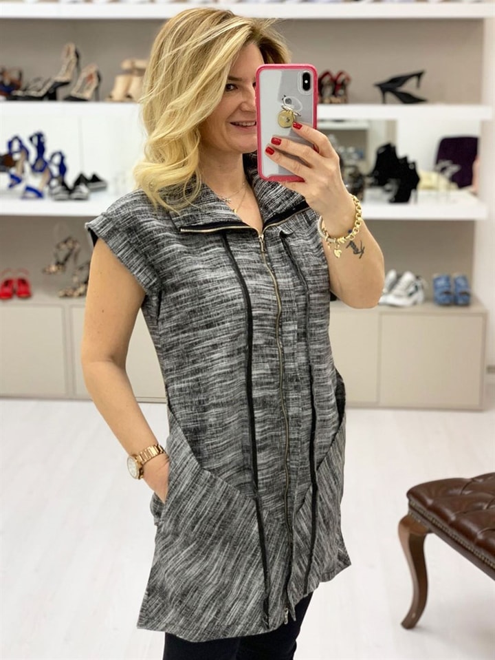 Önden Fermuarlı Tunik Yelek