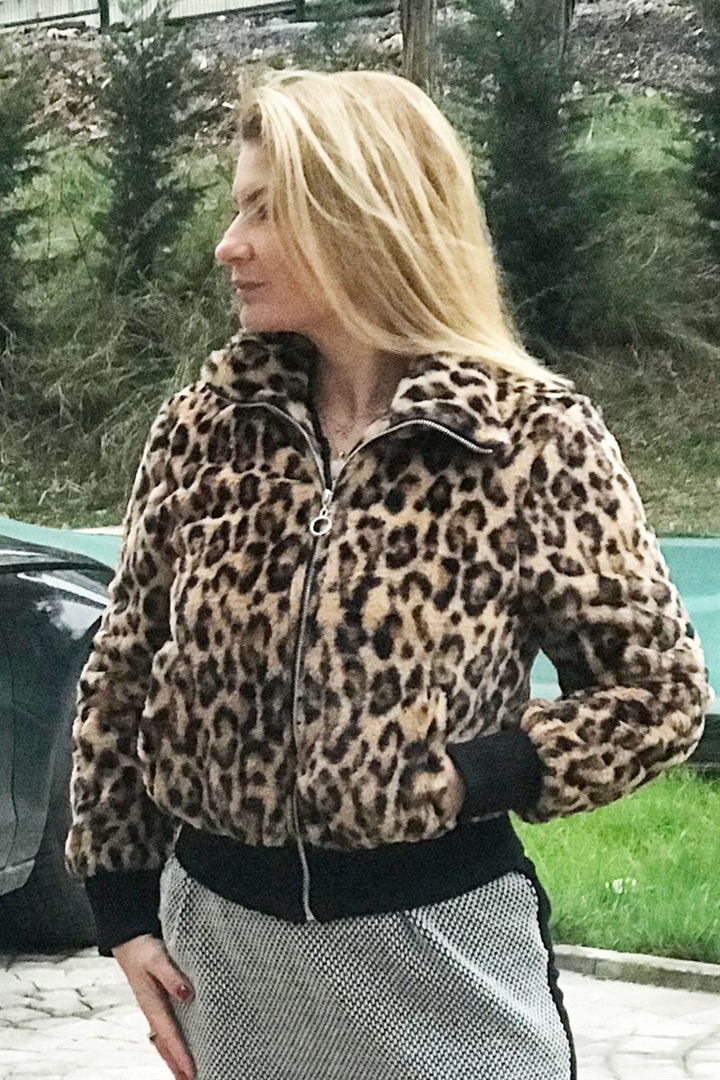 Pelus Leopar Bomber Ceket