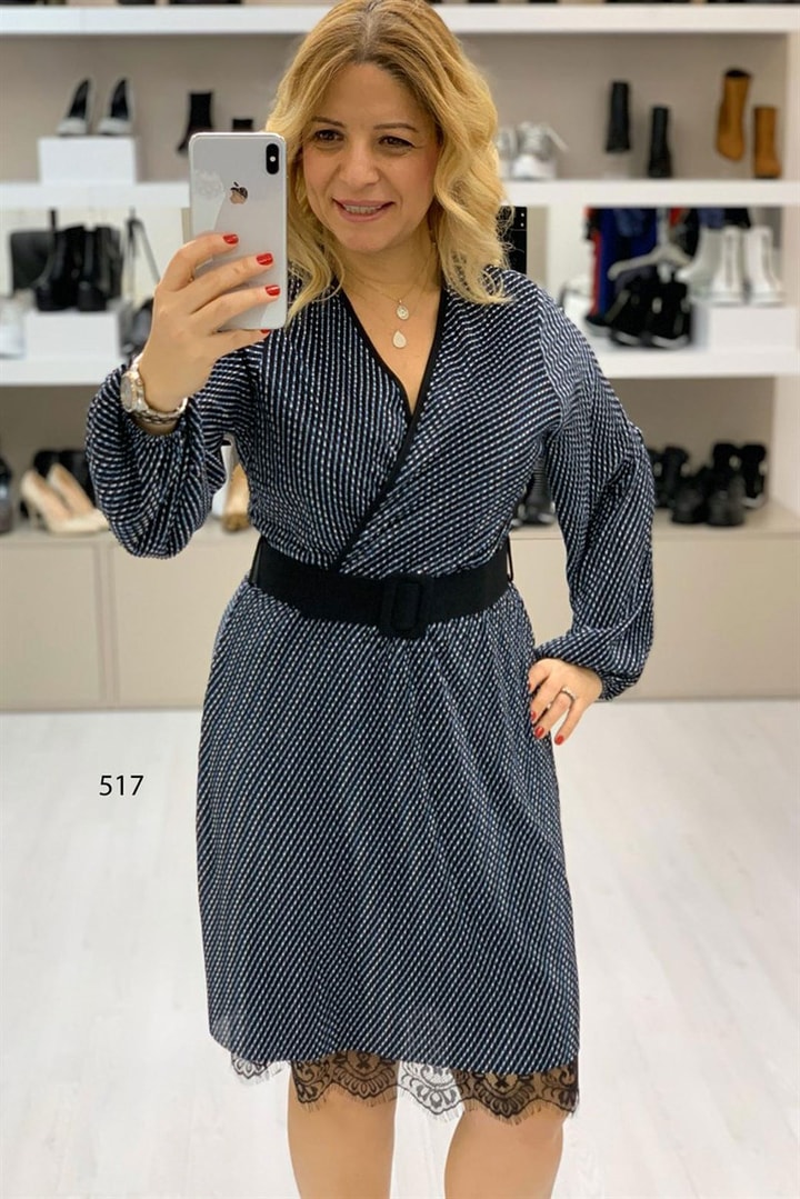 Piliseli Kruvaze Elbise