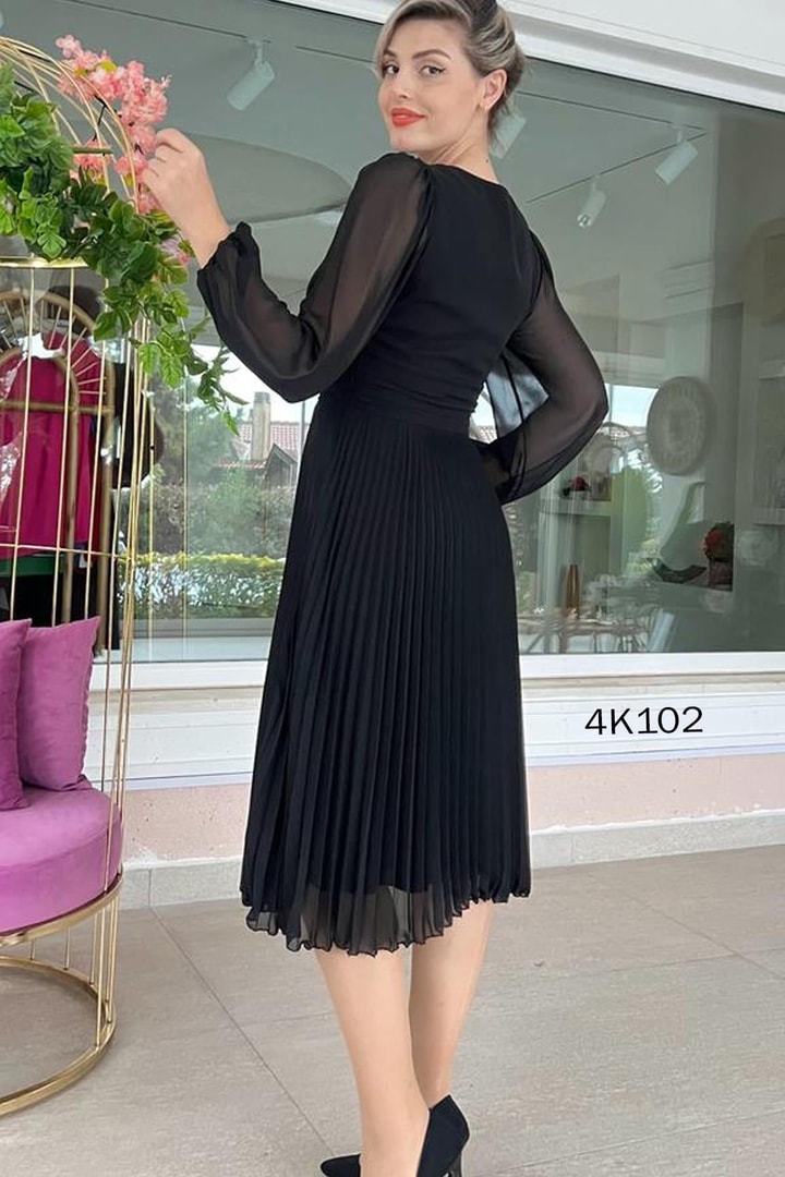 Pliseli Multi Şifon Elbise