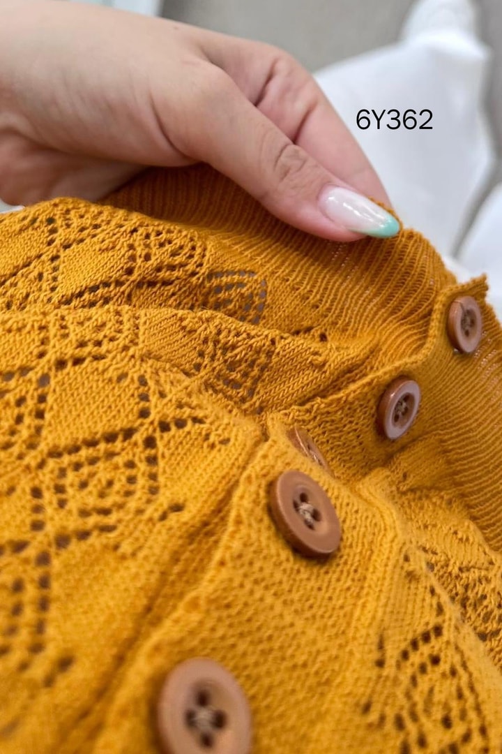 Polo Yaka Ajurlu Triko Hırka