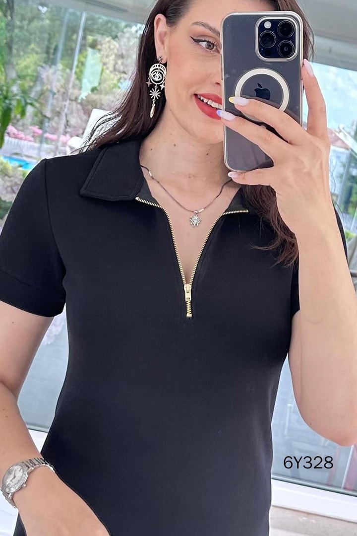 Polo Yaka Modal Kumaş Elbise