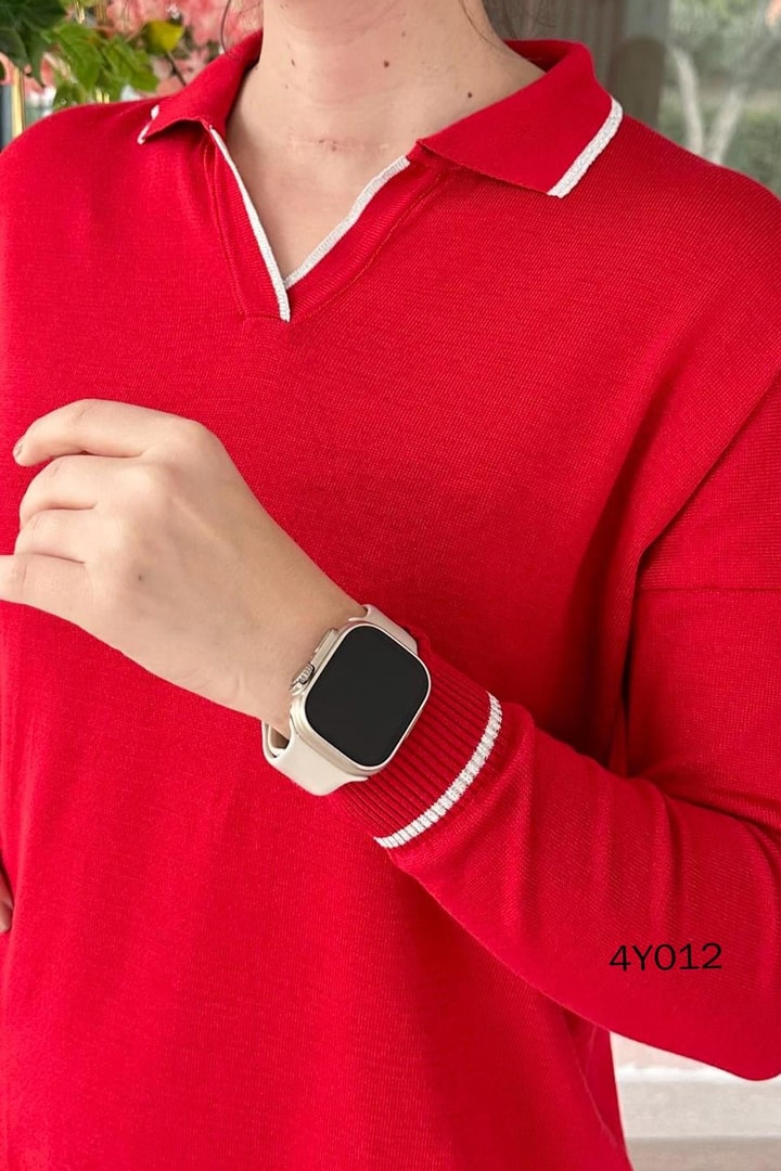 Polo Yaka Simli Triko Bluz