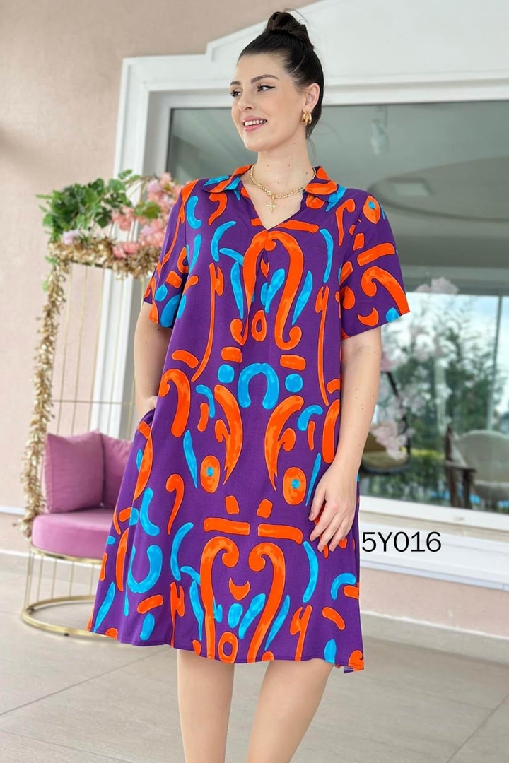 Polo Yaka Viskon Elbise