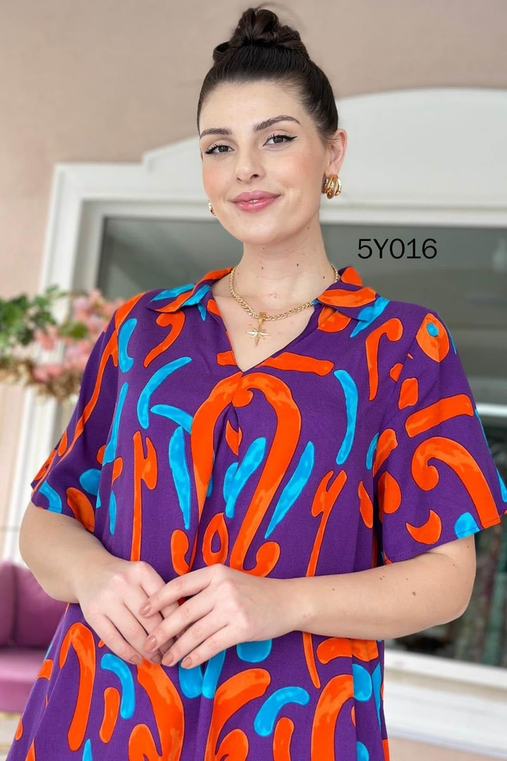 Polo Yaka Viskon Elbise