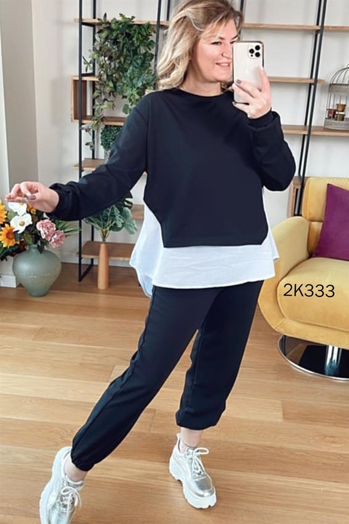 Poplin Garnili Eşofman Takımı