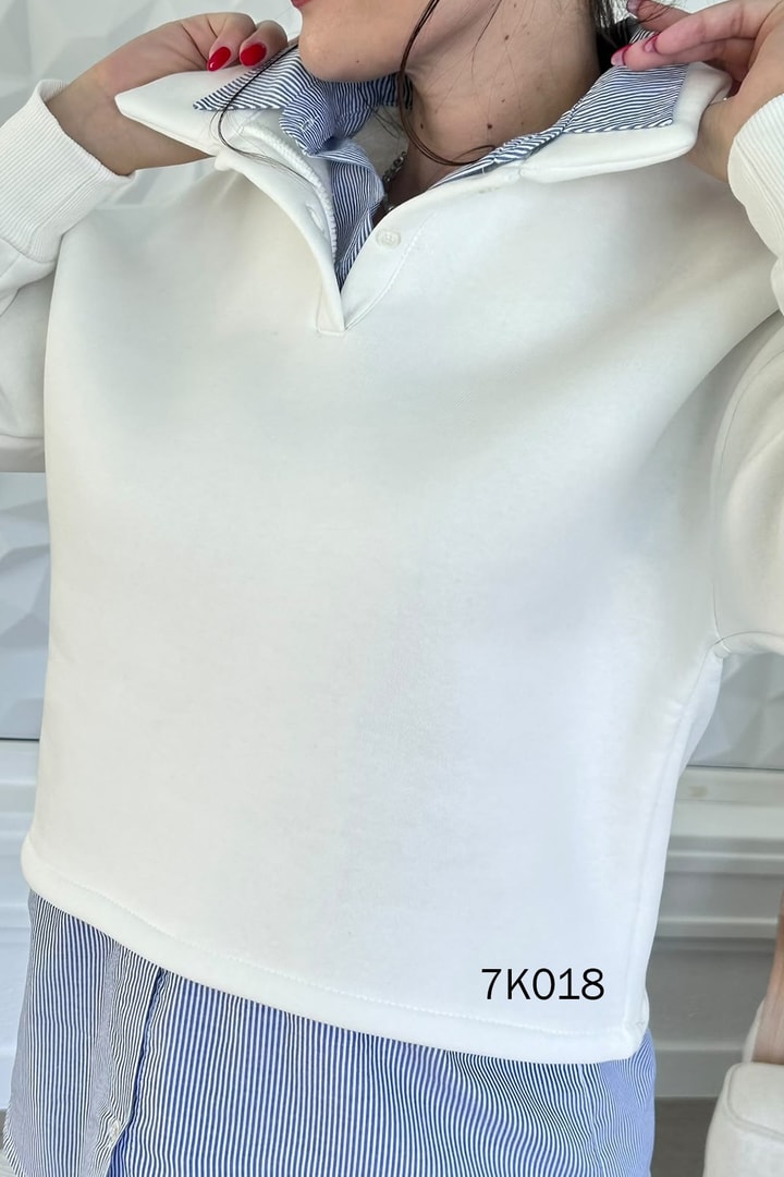Poplin Garnili Şardonlu 3 İplik Sweat