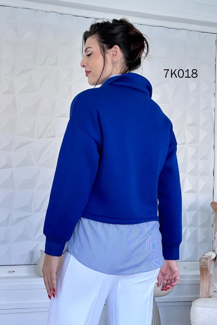 Poplin Garnili Şardonlu 3 İplik Sweat