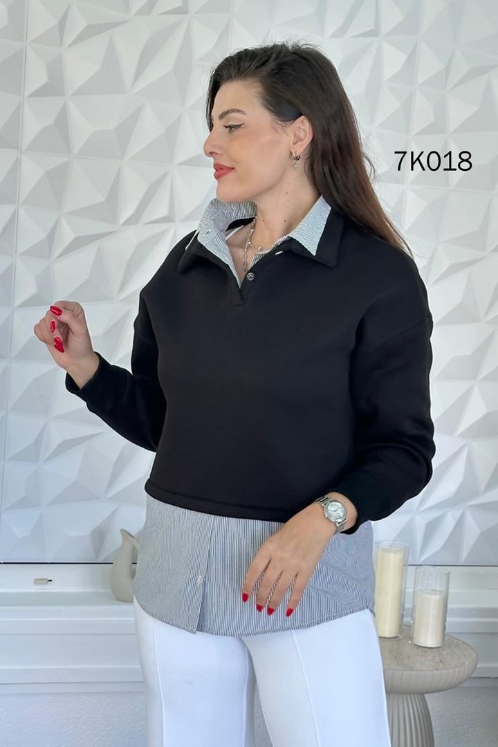 Poplin Garnili Şardonlu 3 İplik Sweat