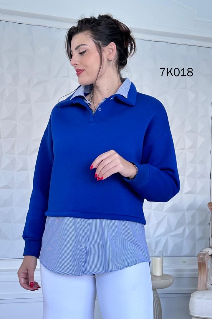 Poplin Garnili Şardonlu 3 İplik Sweat