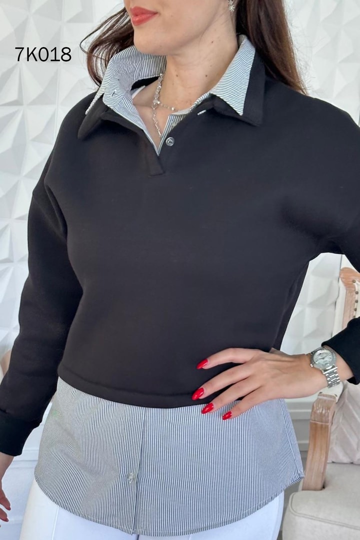 Poplin Garnili Şardonlu 3 İplik Sweat