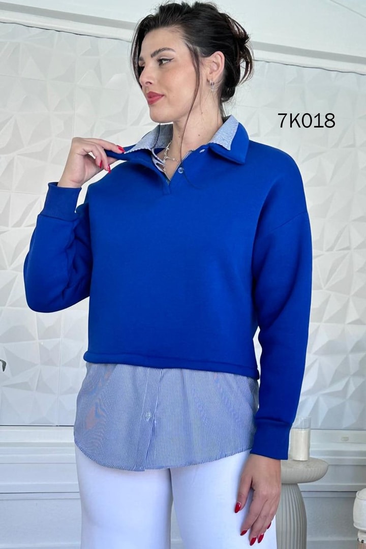 Poplin Garnili Şardonlu 3 İplik Sweat