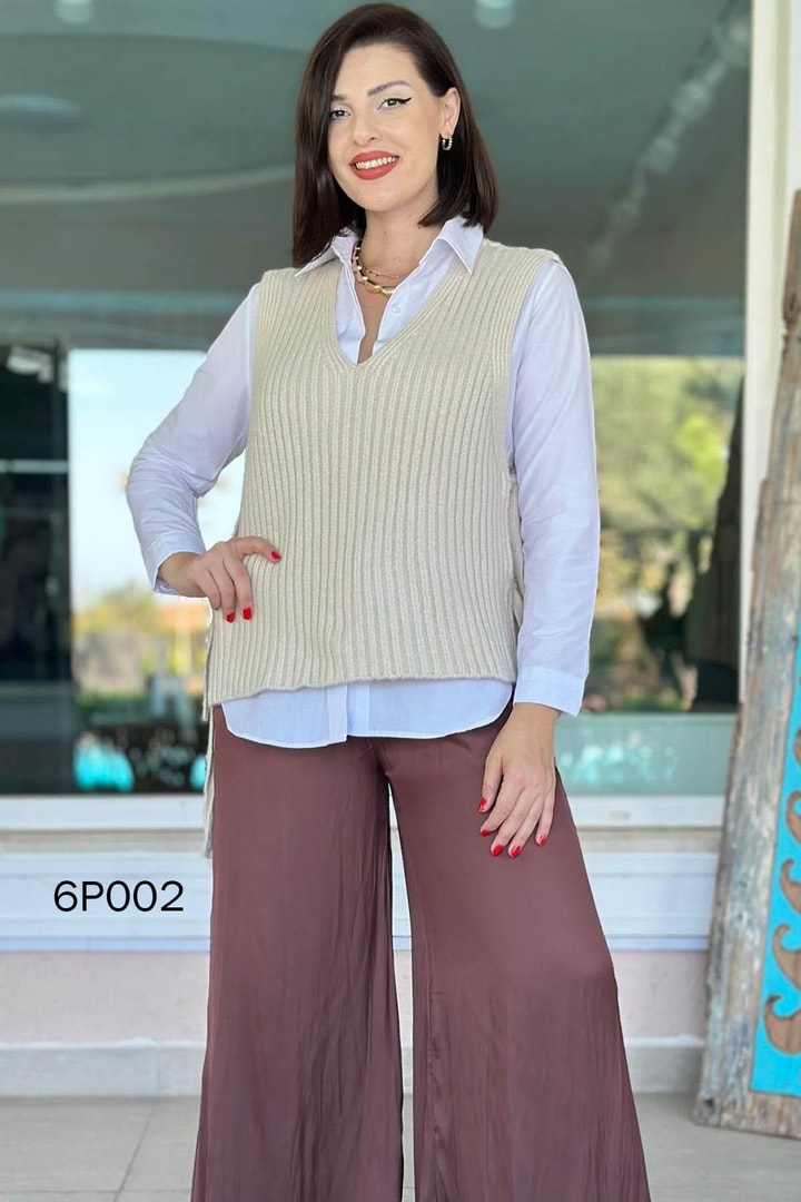 Prive Seri Gömlekli Triko Bluz