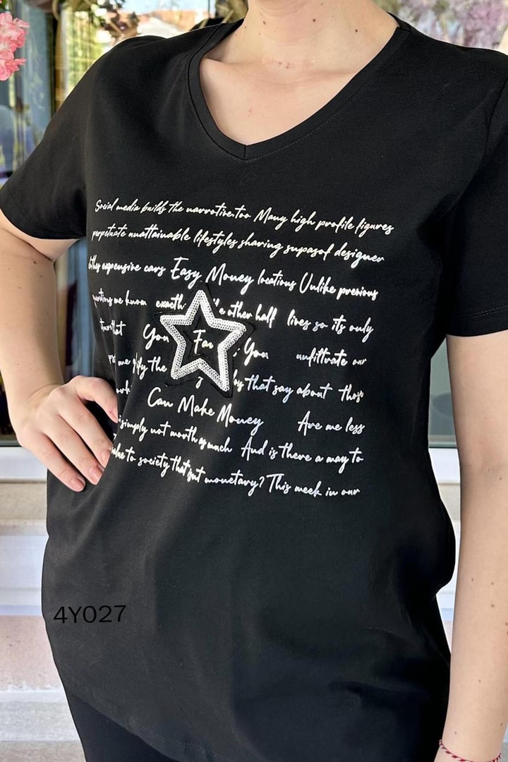 Pul Detay Yıldız Baskılı Pamuk 2 li Takım