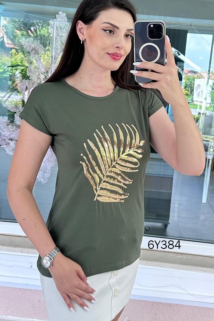 Pul İşlemeli Viskon Bluz