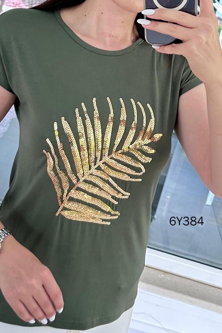 Pul İşlemeli Viskon Bluz