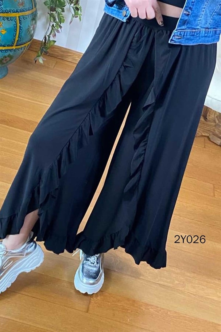 Sandy Kumaş Fırfırlı Pantolon