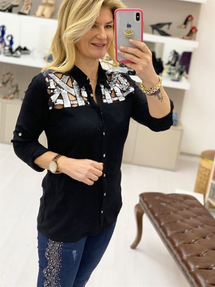 Sienna
- Pul Payet Detaylı Lazer Kesim Gömlek