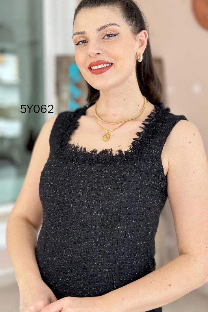 Sıfır Kol Channel Elbise