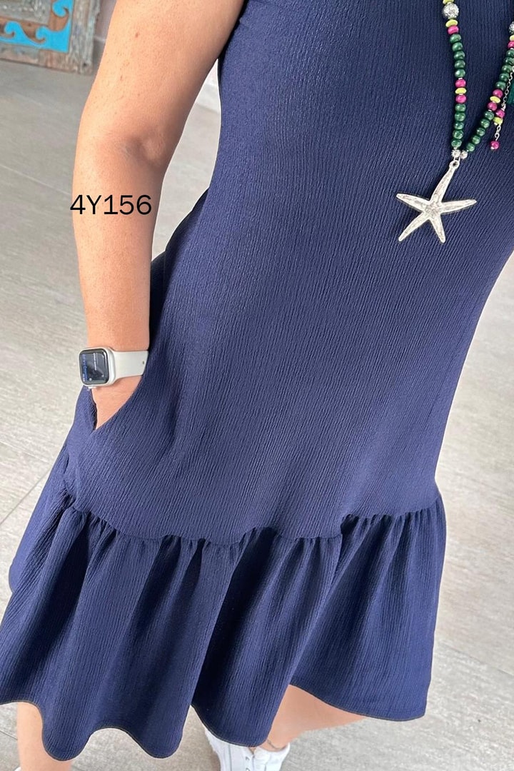 Sıfır Kol  Eteği Fırfırlı  Bürümcük Elbise