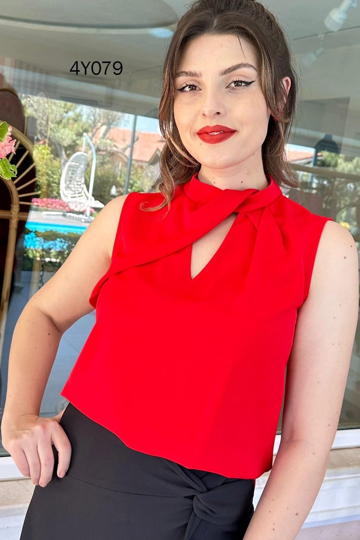 Sıfır Kol Saten Bluz