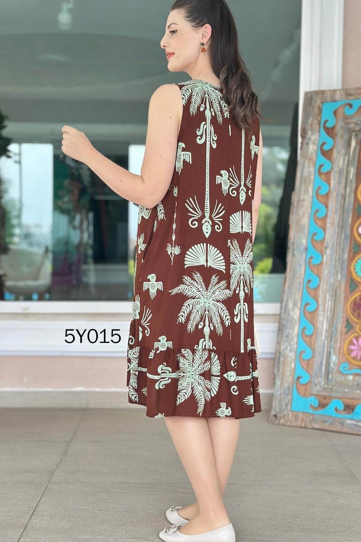 Sıfır Kol Viskon Elbise