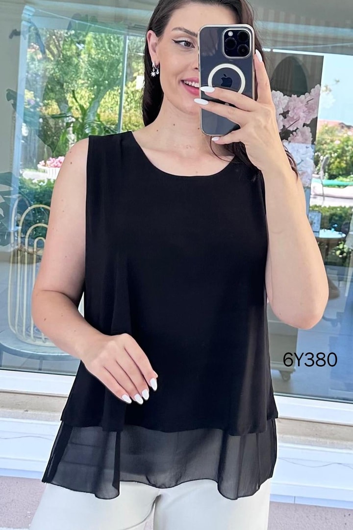 Şifon Garnili Sandy Bluz