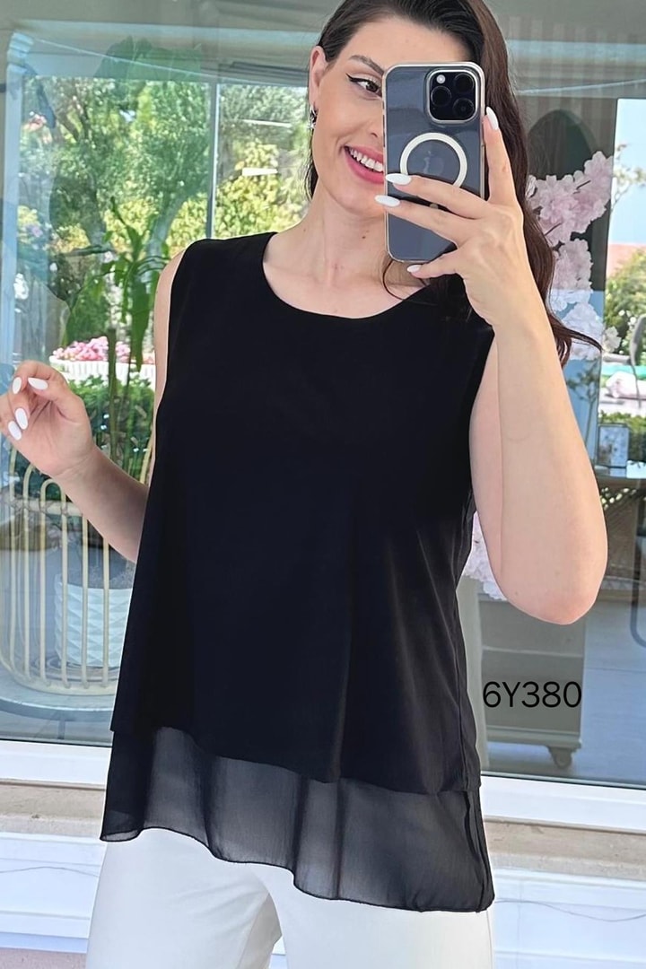 Şifon Garnili Sandy Bluz