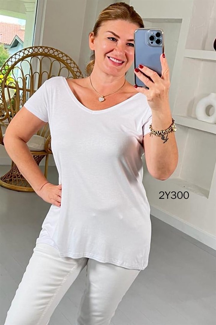 Sırtı Çapraz Dekolte Tshirt