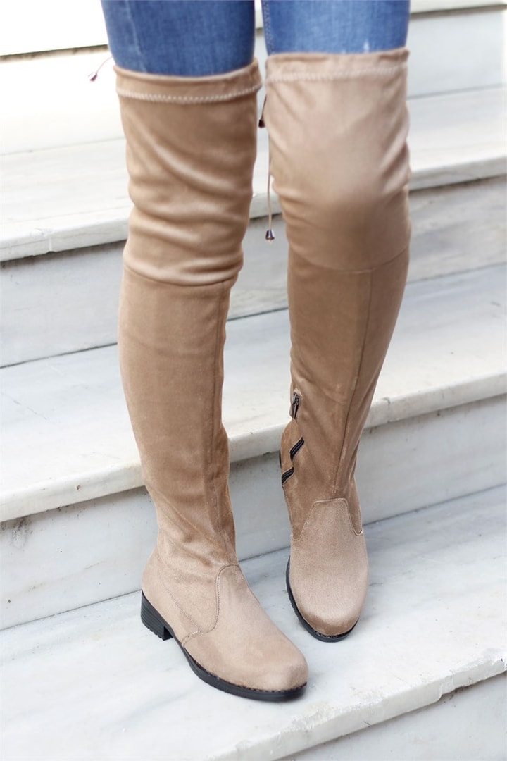 Streç Diz Üstü Çorap Çizme