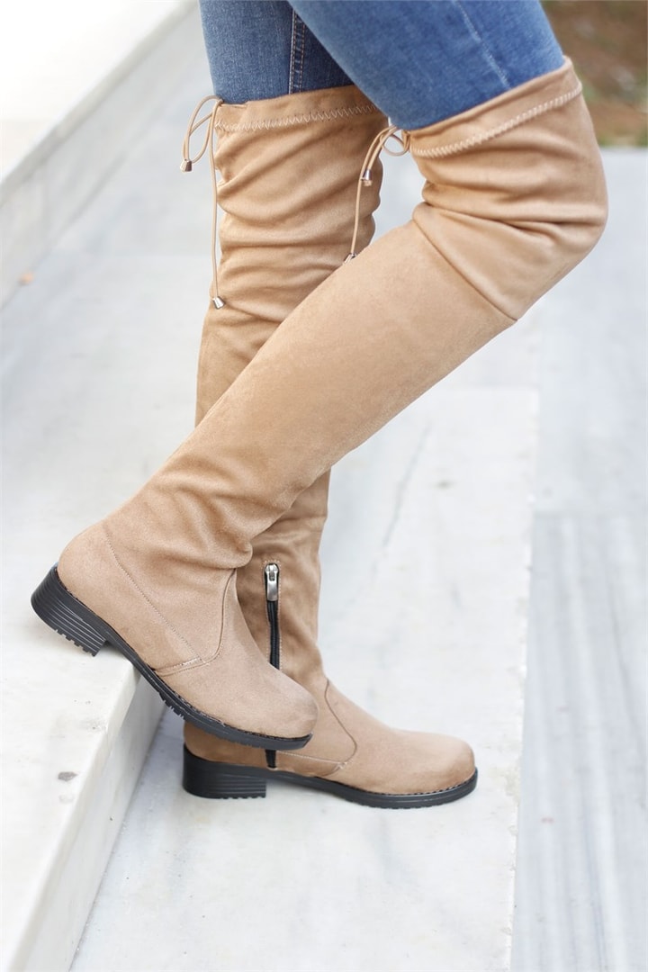 Streç Diz Üstü Çorap Çizme