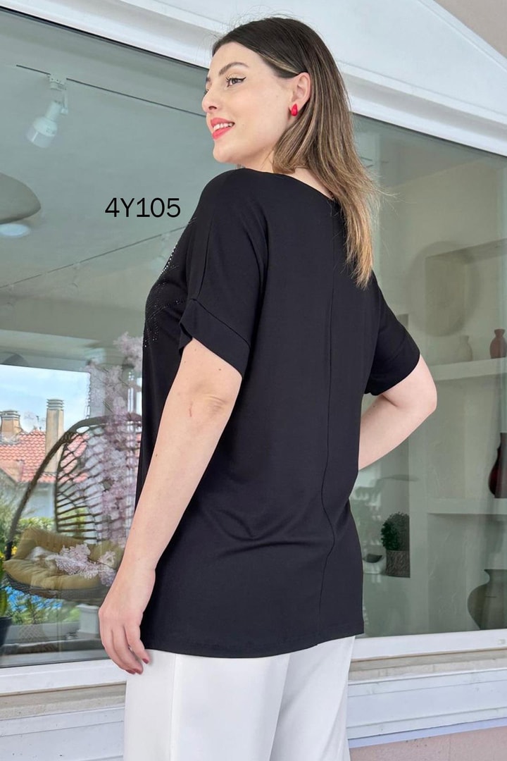 Taş Detaylı Viskon Bluz