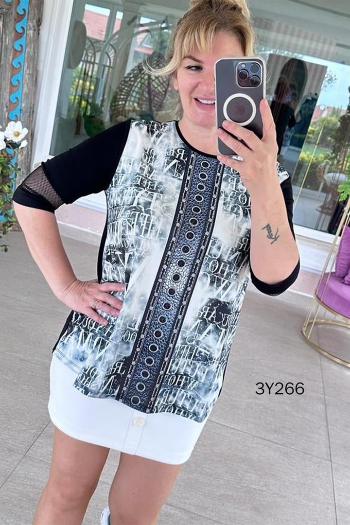 Taş İşlemeli File Detay Viskon Bluz