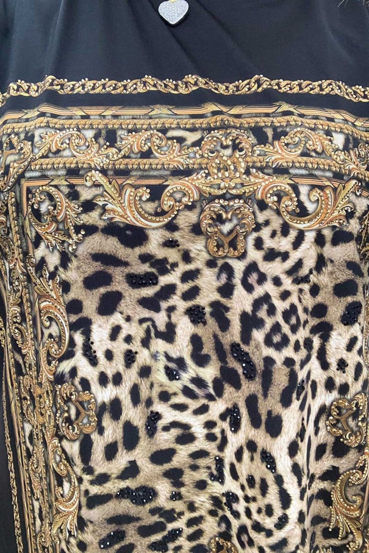 Taş İşlemeli Leopar Bluz