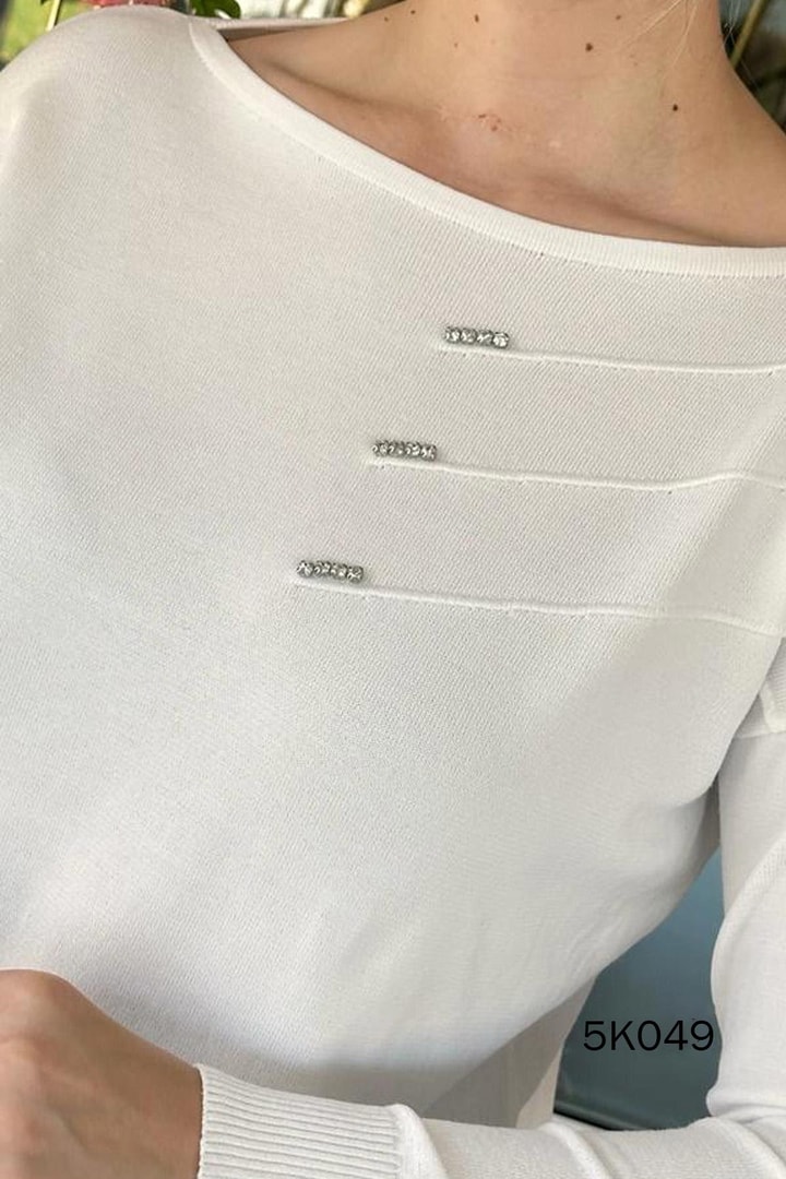 Taş İşlemeli Triko Bluz