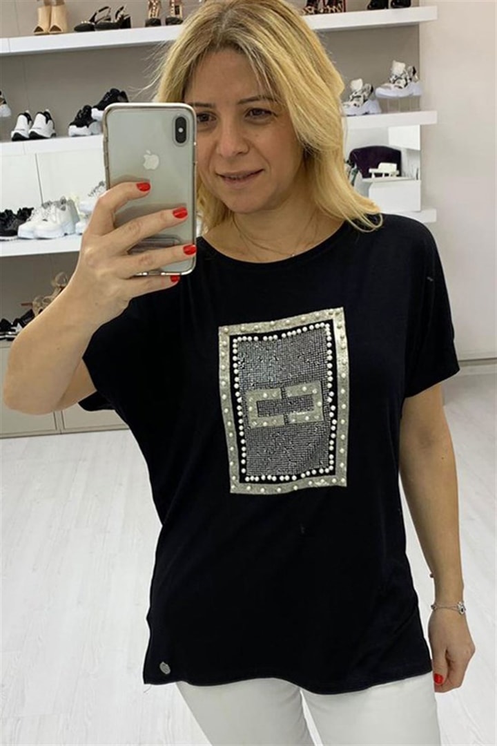 Taş ve İnci İşlemeli tisört