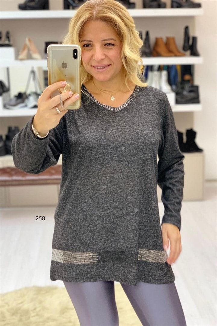Taşlı Yumoş Kumaş Tunik