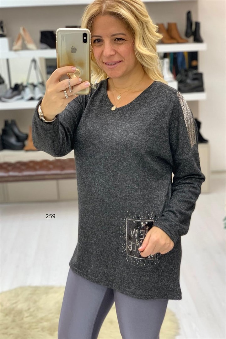 Taşlı Yumoş Kumaş Tunik